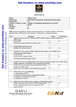 MI0038ENTERPRISERESOURCEPLANNING assignment spring 2016