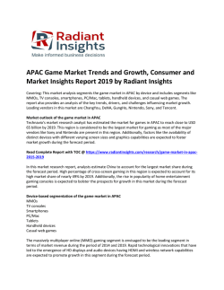 Market Study -APAC Game Market Analysis Report 2019 By Radiant Insights, Inc