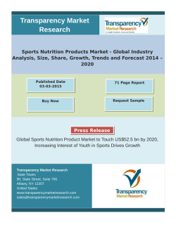Sports Nutrition Products Market to Exhibit Growth a 8.5% CAGR from 2014 to 2020