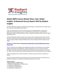 Global ANPR Camera Market Trends, Outlook and Professional Survey Report 2016