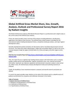 Global Artificial Grass Market Size, Global insights, Trends, Growth, Analysis Report 2016: Radiant Insights