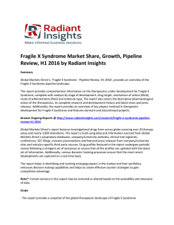Fragile X Syndrome Market Insights, Causes, Trends and Growth, Pipeline Review, H1 2016: Radiant Insights