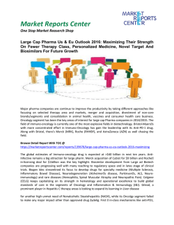 Large Cap Pharma Us & Eu Outlook 2016 - Maximizing Their Strength On Fewer Therapy Class