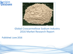 Global Croscarmellose Sodium Market 2016:Industry Trends and Analysis
