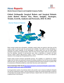Global Orthopedic Surgical Robots and Surgical Robotic Assist Robots Market Share and Forecasts, 2016 To 2022: Hexa Reports