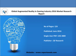 Global Augmented Reality in Gaming Industry Development Plans, Policies and Sales Forecast 2021