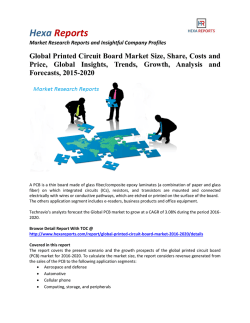 Global Printed Circuit Board Market Is Anticipated To Grow At A CAGR of 3.08% By 2020: Hexa Reports