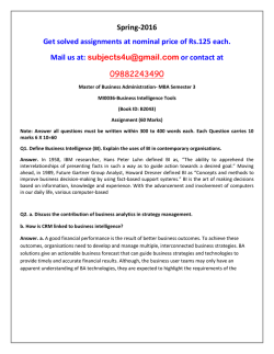 MI0036-Business Intelligence Tools