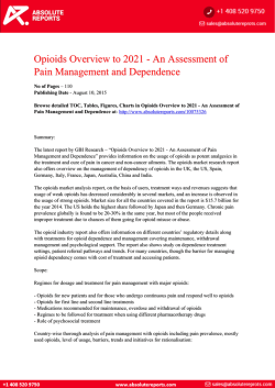 Opioids Overview to 2021 Research Report: An Assessment of Pain Management and Dependence
