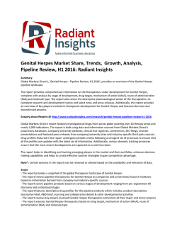 Genital Herpes Market Share, Global Insights and Pipeline Review, H1 2016 by Radiant Insights