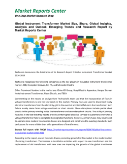 Instrument Transformer Market Size, Share, Analysis and Forecasts 2016 - 2020