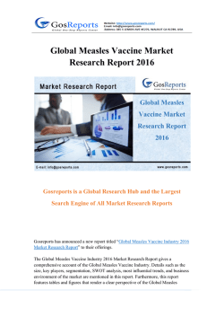 Global Measles Vaccine Market Research Report 2016