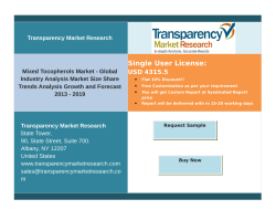 Mixed Tocopherols Market to Grab the Largest Market Share by 2019