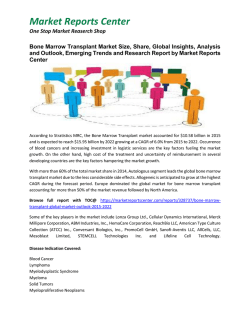 Bone Marrow Transplant Market Size, Share, Global Insights, Analysis and Outlook
