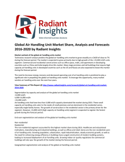 Global Air Handling Unit Market Growth, Global Insights, Overview and Outlook 2020 by Radiant Insights