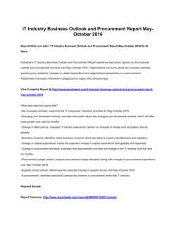 IT Industry Business Outlook and Procurement Report May-October 2016