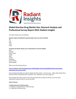 New Study - Global Diarrhea Drug Market Analysis Research Report To 2016: Radiant Insights