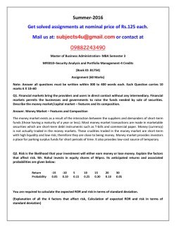 MF0010–Security Analysis and Portfolio Management