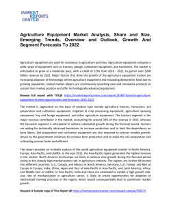 Agriculture Equipment Market Analysis, Share and Size, Emerging Trends, Overview and Outlook, Growth And Segment Forecasts To 2022