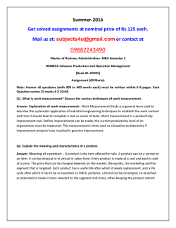 OM0013-Advance Production and Operation Management