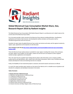 Global Menstrual Cups Consumption Market Trends and Growth Research Report 2016 by Radiant Insights