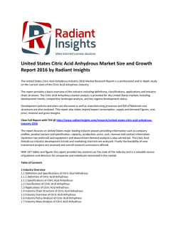 United States Citric Acid Anhydrous Market Trends and Growth Report 2016 by Radiant Insights