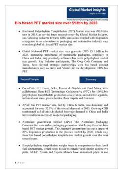 pdf Bio based Polyethylene Terephthalate (PET) Market