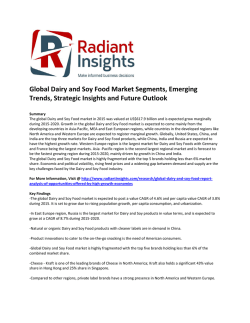 Global Dairy and Soy Food Market Growth, Market Profile, Strategic Insights and Future Outlook by Radiant Insights