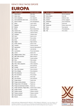 elenco delle specie legnose esposte