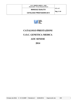 Catalogo prestazioni genetica molecolare