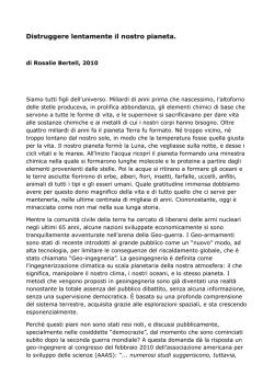 R.Bertell – Distruggere lentamente il nostro pianeta