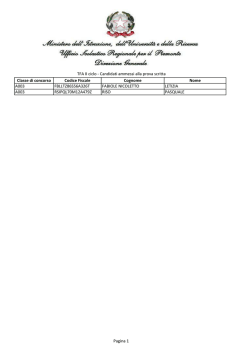 Elenco candidati ammessi alla prova scritta