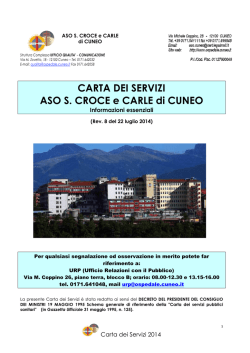 "Carta dei Servizi 2014". - Azienda Ospedaliera S. Croce e Carle