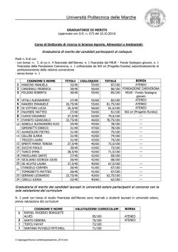 Graduatorie - Universit&agrave; Politecnica delle Marche