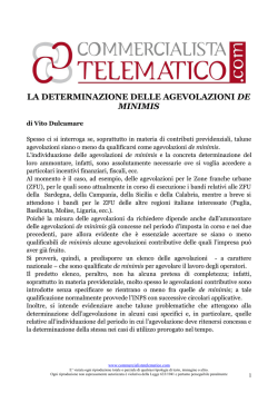 Problematiche agevolazioni de minimis