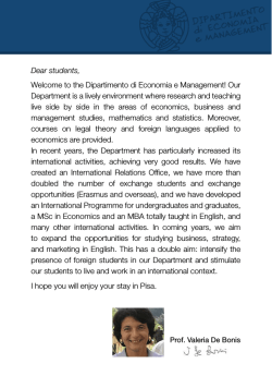 Dear students, Welcome to the Dipartimento di Economia e