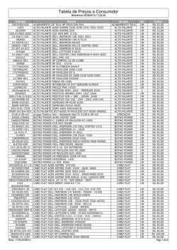 Tabela de Preços a Consumidor