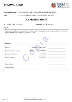 Aggiornamento del Registro regionale delle