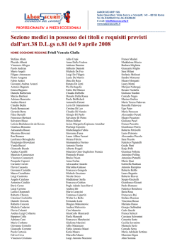 Elenco dei Medici Competenti REGIONE FRIULI