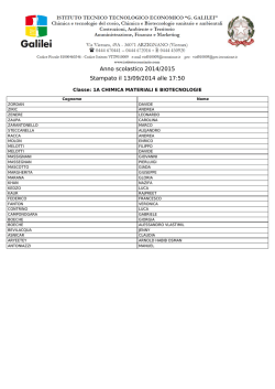 Anno scolastico 2014/2015 Stampato il 13/09/2014 alle 17:50