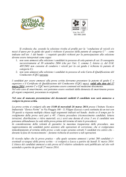 candidati ammessi ed esclusi prova pratica