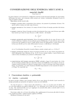 CONSERVAZIONE DELL`ENERGIA MECCANICA esercizi risolti
