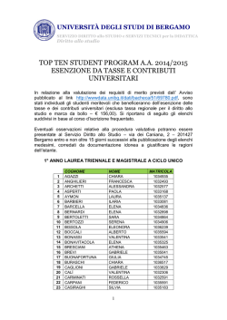 top ten student program aa 2014/2015 esenzione da tasse e