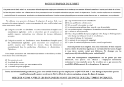 Livret des emplois saisonnier de la Sarthe