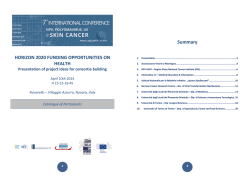HORIZON 2020 FUNDING OPPORTUNITIES ON HEALTH Summary