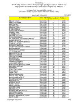 final ranking according to the final position