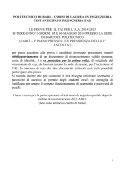 TurniMAGGIO2014_BA - Politecnico di Bari