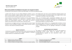 Elenco dei prodotti di ventilazione meccanica VMC