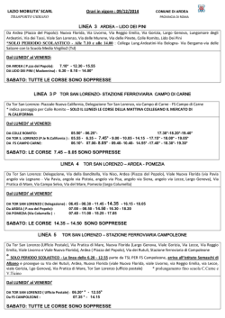 modifica orari in vigore dal 09122014