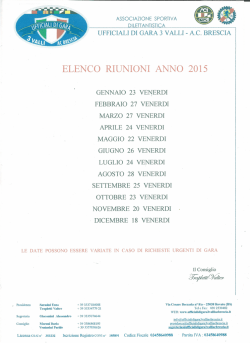 ELENCO RIUNIONI ANNO 2015 - ufficiali di gara 3 valli a.c. brescia